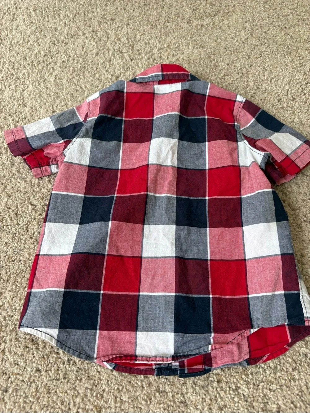 Old Navy Baby Toddler 18-24 Months Short Sleeve Button Down Collar Plaid Red